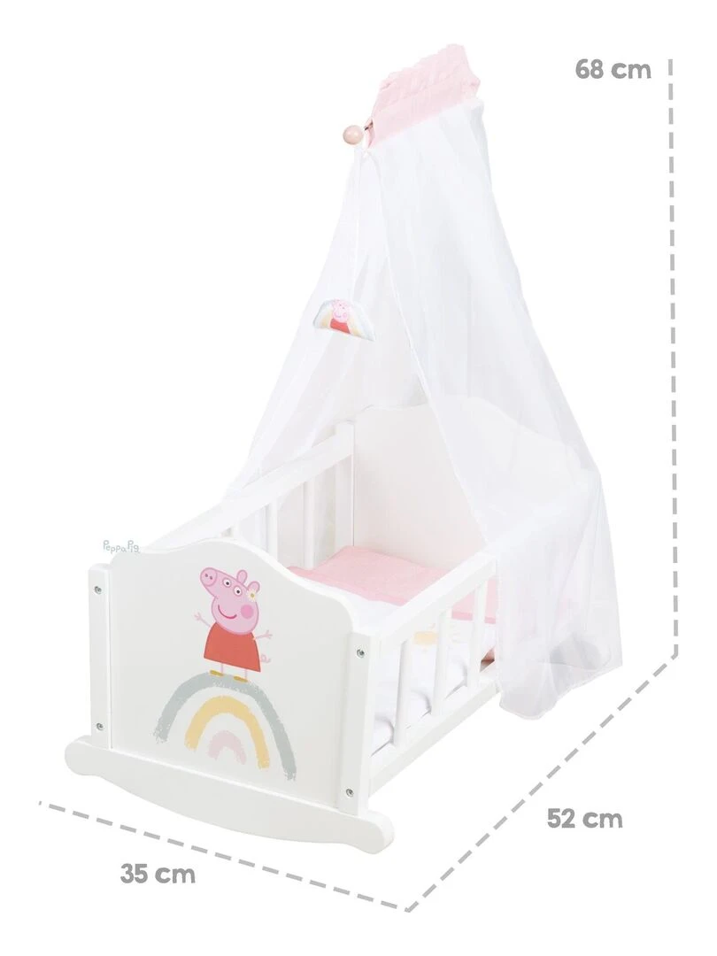 ROBA Berceau de Poupée 'Peppa Pig' en Bois   Linge de Lit Inclus   Motif Arc en ciel   N/A