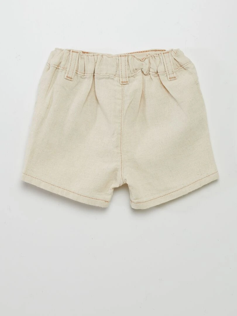 Short en lin mélangé   Blanc