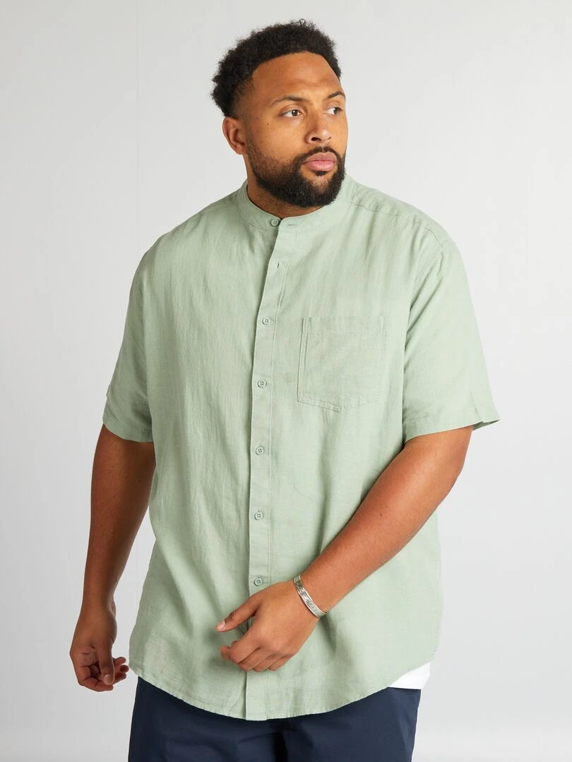 Chemise col mao Vert
