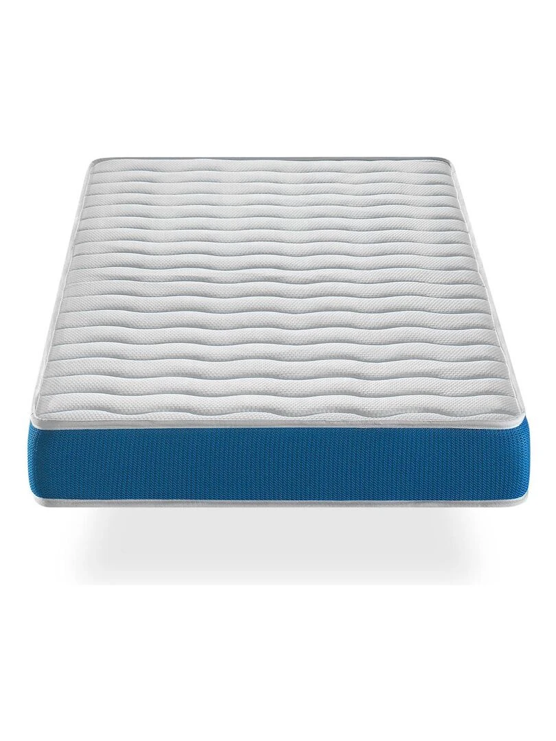Pack Matelas ONIX LIT ENFANT Epaisseur 14 CM + 1 Oreiller à memoire + 1 Protege matelas Bleu