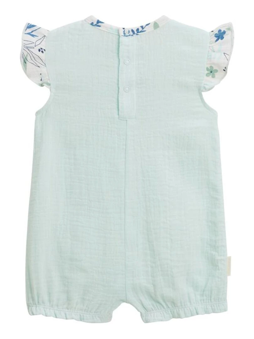 Barboteuse bébé en gaze de coton azur Dahlia Bleu