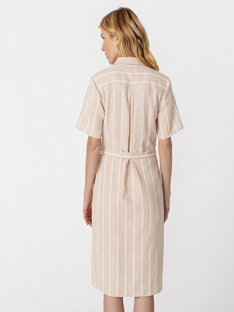 Robe chemise mélange lin Damart Marron cappuccino