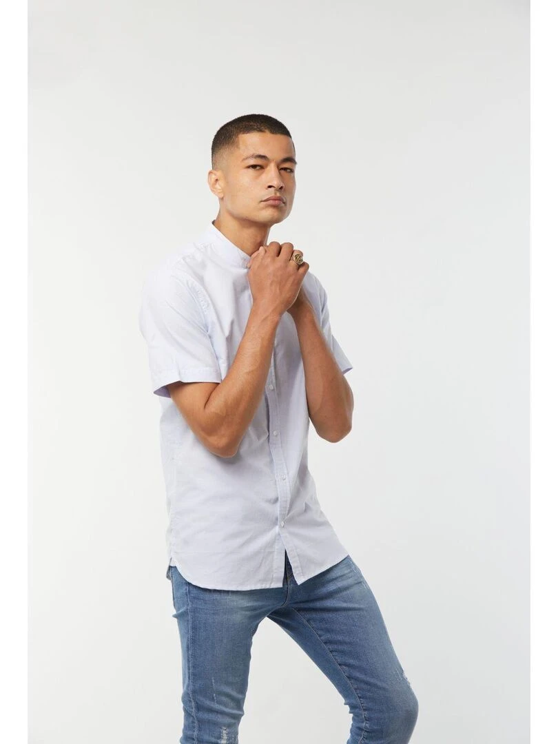 Lee Cooper   Chemise manches courtes coton slim DEKAN   Bleu ciel