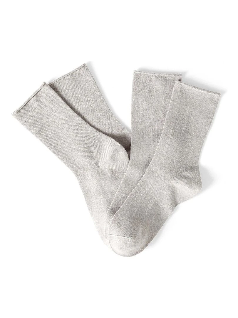 Lot de 2 paires de chaussettes soie et Thermolactyl   Damart   Gris chiné