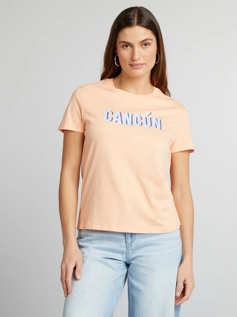 T shirt en jersey imprimé   Orange