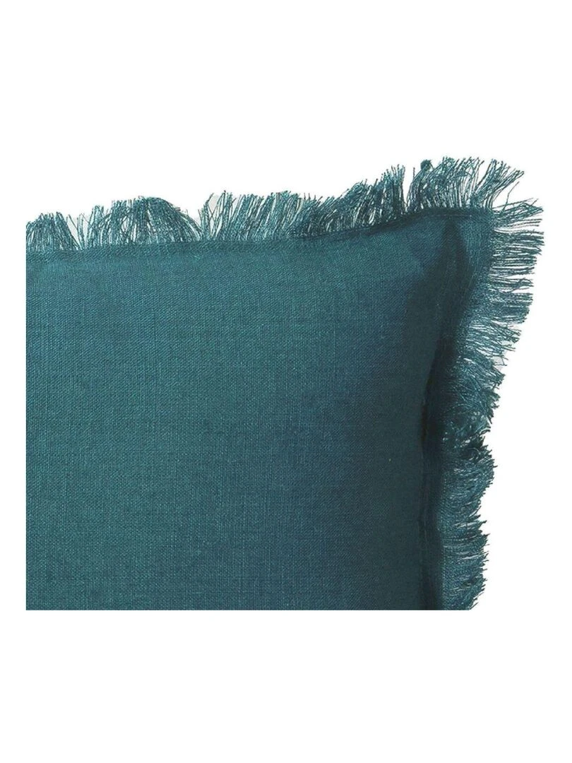Coussin lin bords effilés 'Deko&co' Bleu canard