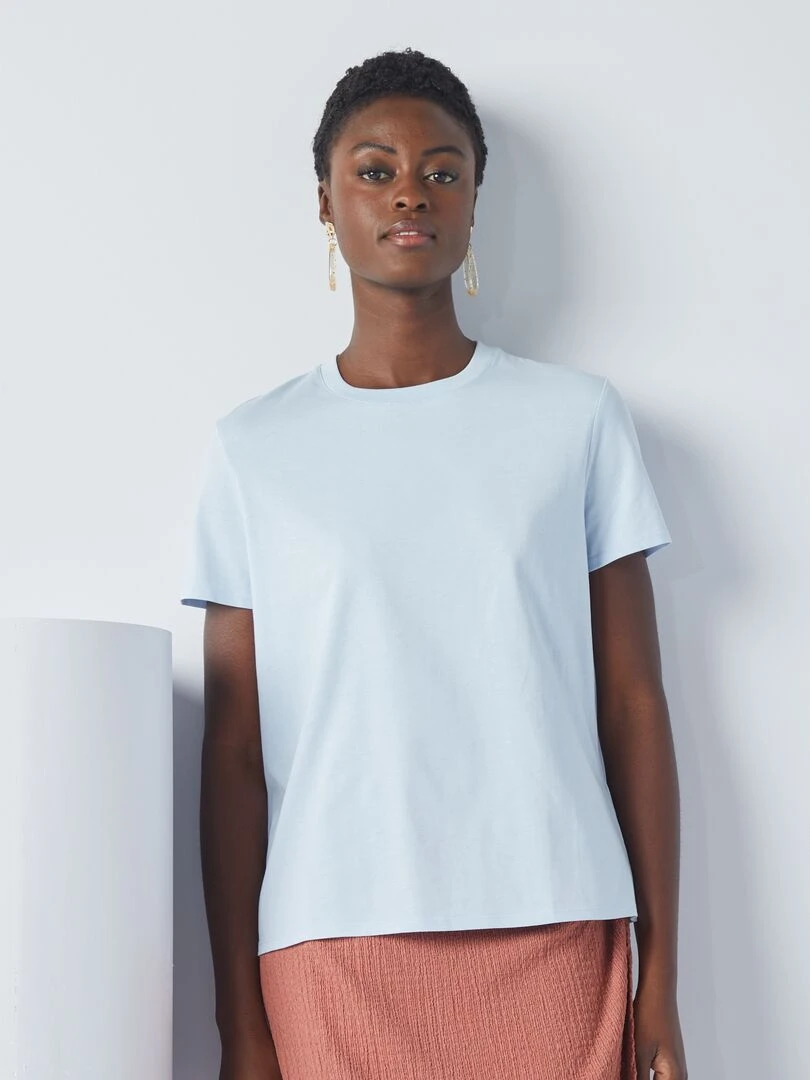 T shirt uni en jersey   BLEU