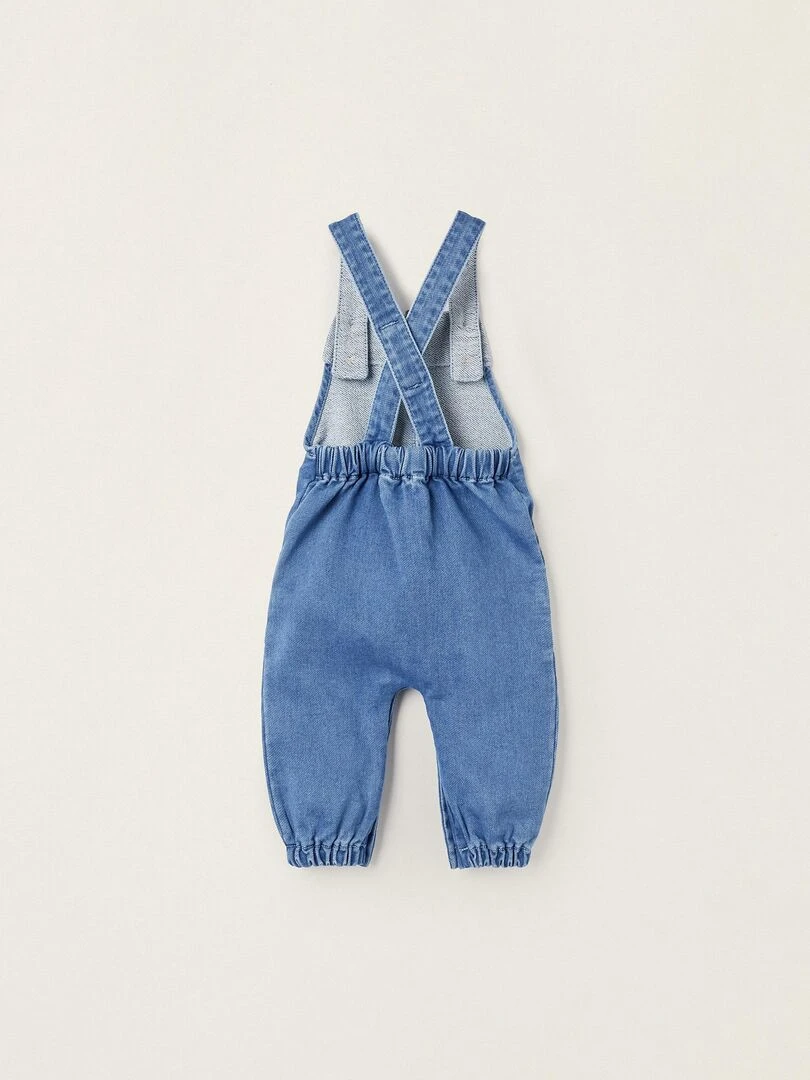 Salopette en jean léger pour nouveau né manches longues NATURE TAKEOVER   Bleu clair