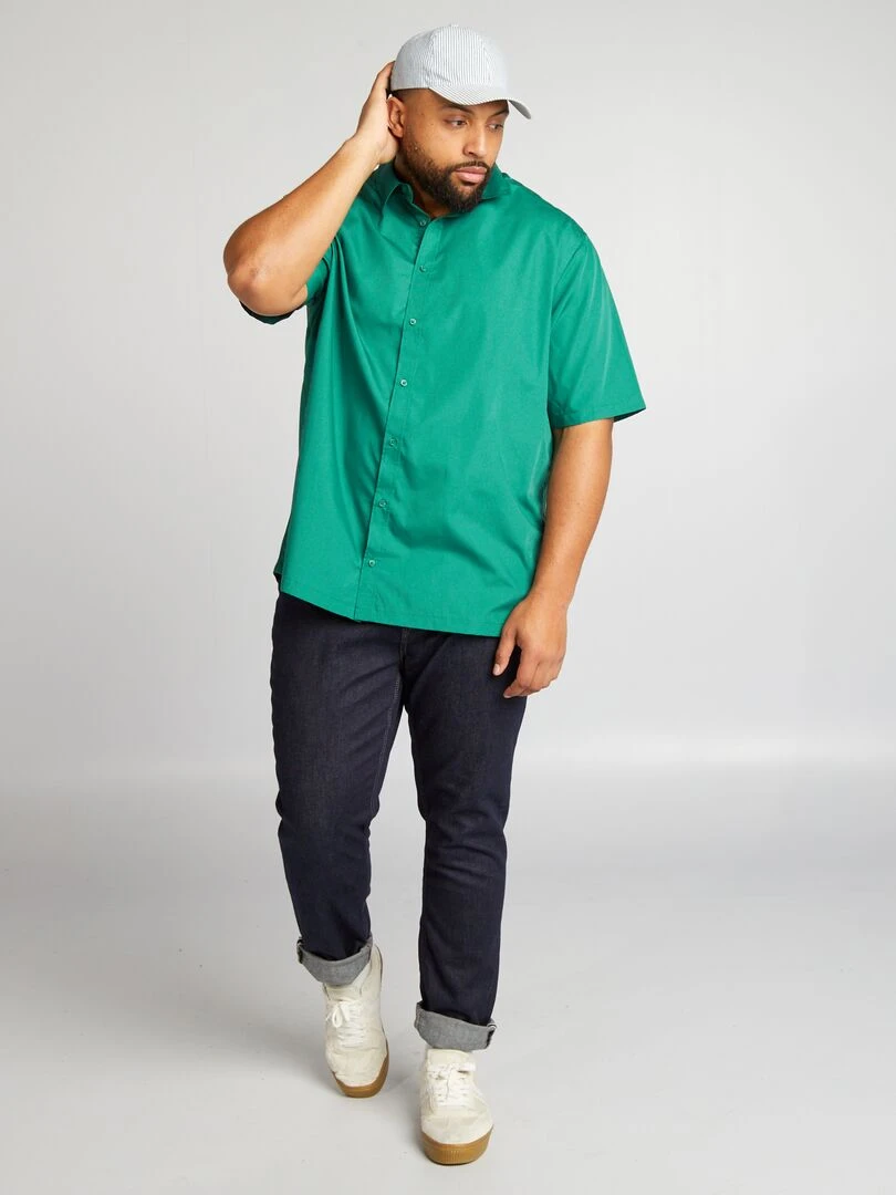 Chemise en popeline manches courtes Vert