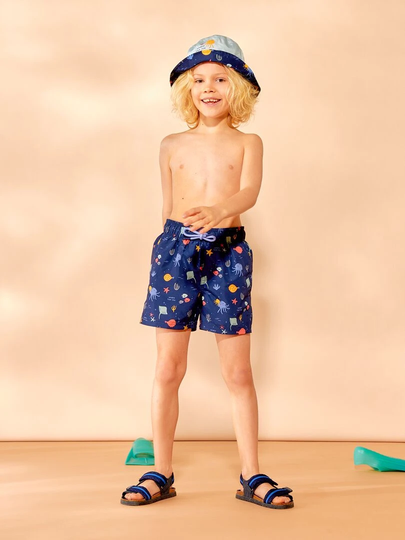 Short de bain imprimé Bleu marine