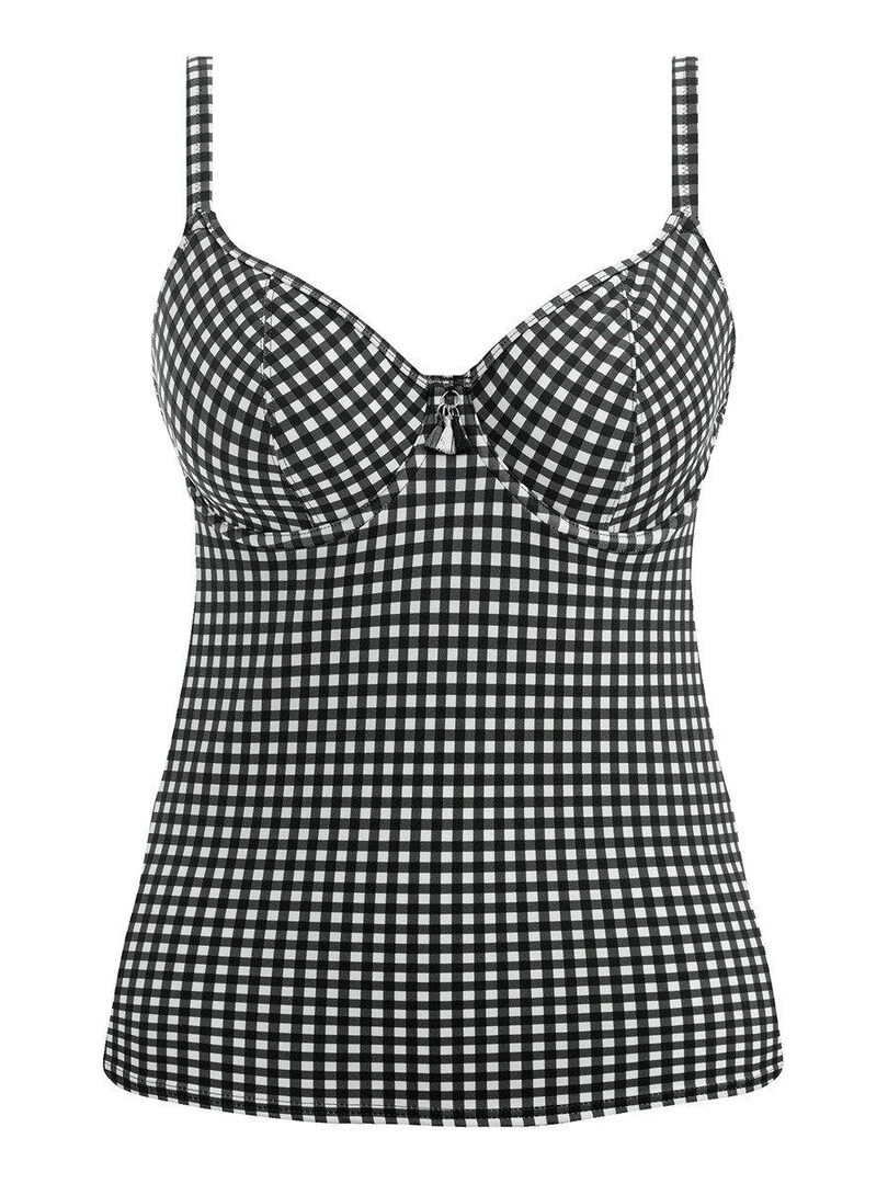 Haut de maillot tankini vichy à armatures Check in   Noir