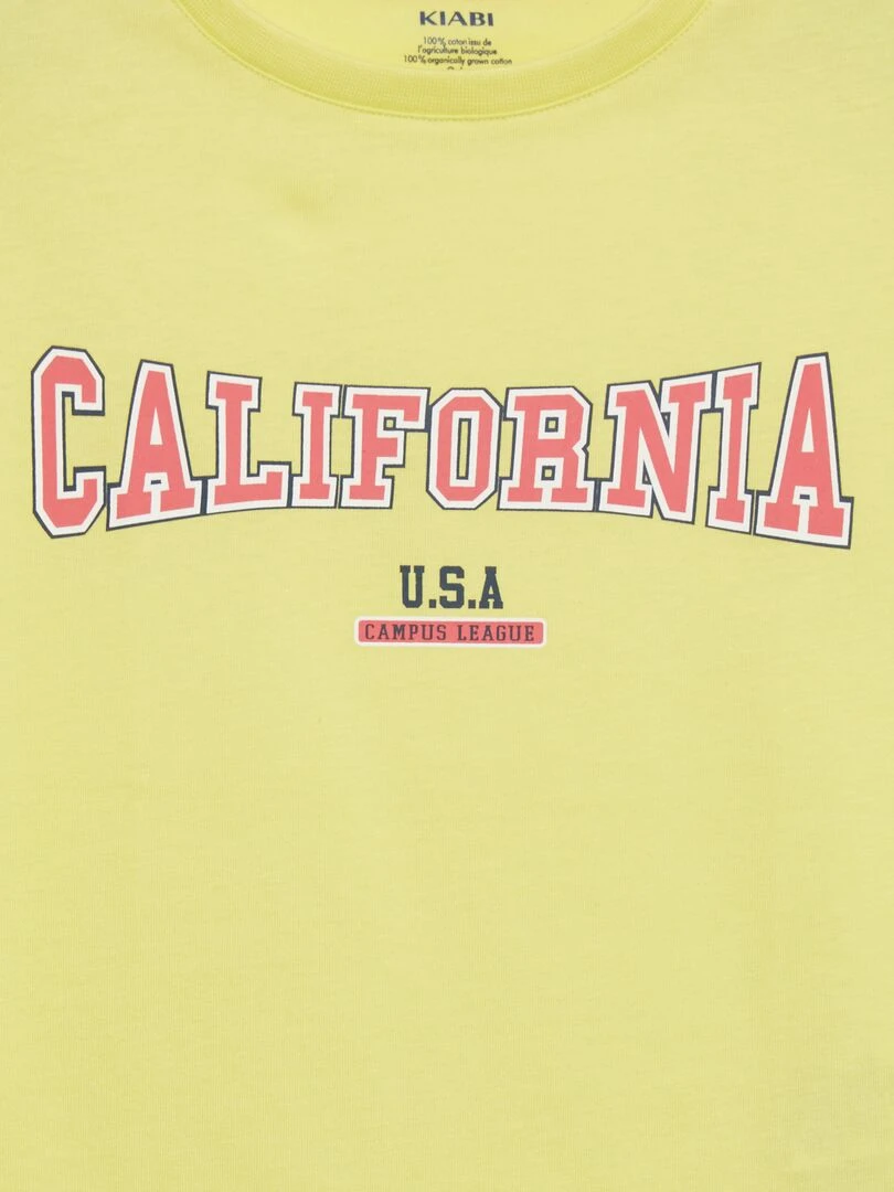 T shirt imprimé manches courtes Jaune
