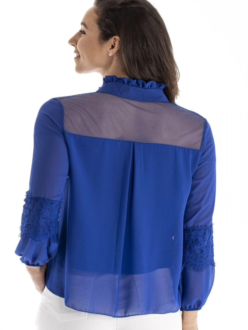 Chemisier cravate CUSTY   Gérard Pasquier   Bleu roi