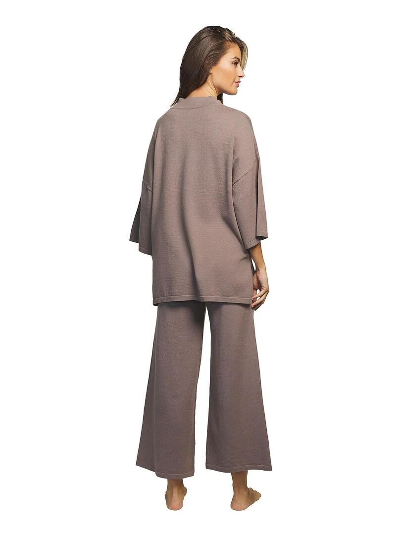 Tenue détente et intérieur pyjama pantacourt tunique Tricot Beige