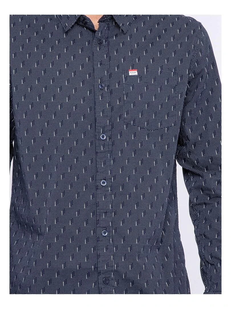 Chemise manches longues motifs TEMPO   Bleu marine