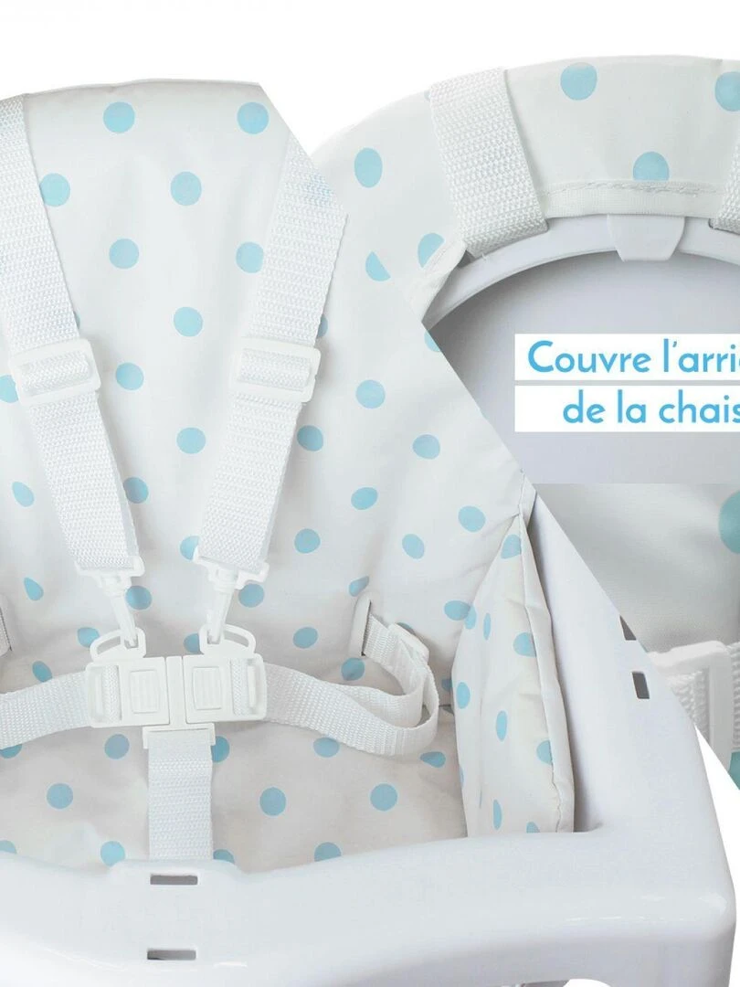 Housse d'assise pour chaise haute bébé enfant gamme Délice   Monsieur Bébé   Blanc Bleu