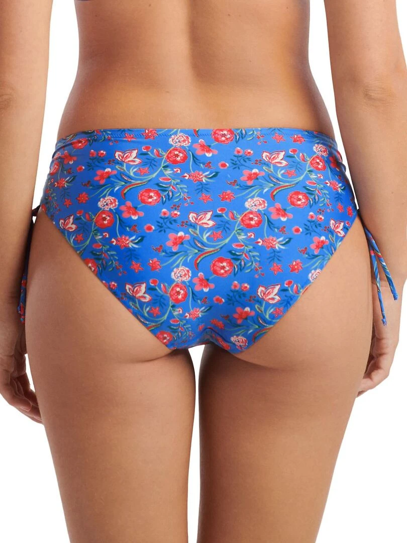 Bas maillot slip de bain taille haute côtés froncés Java Bleu