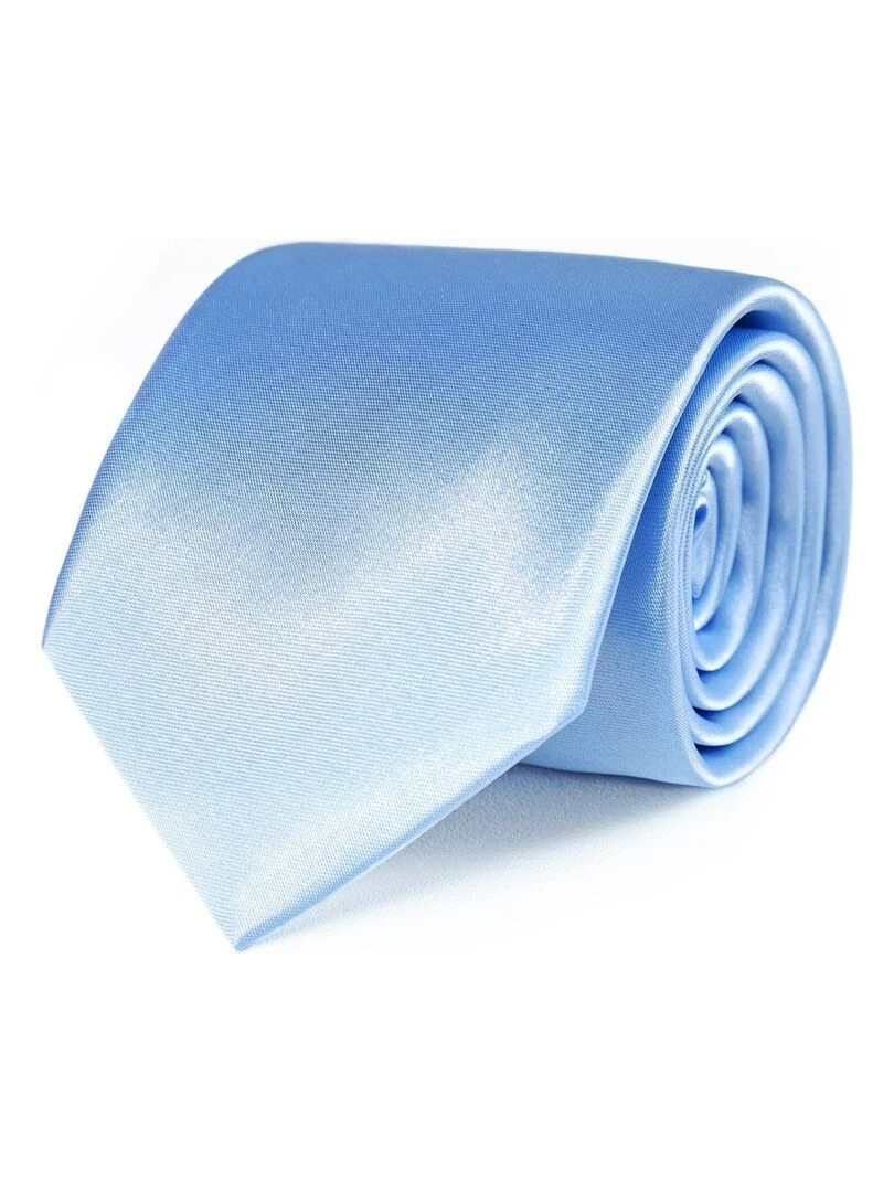 Cravate Satin Unie Fabriqué en Europe Bleu ciel