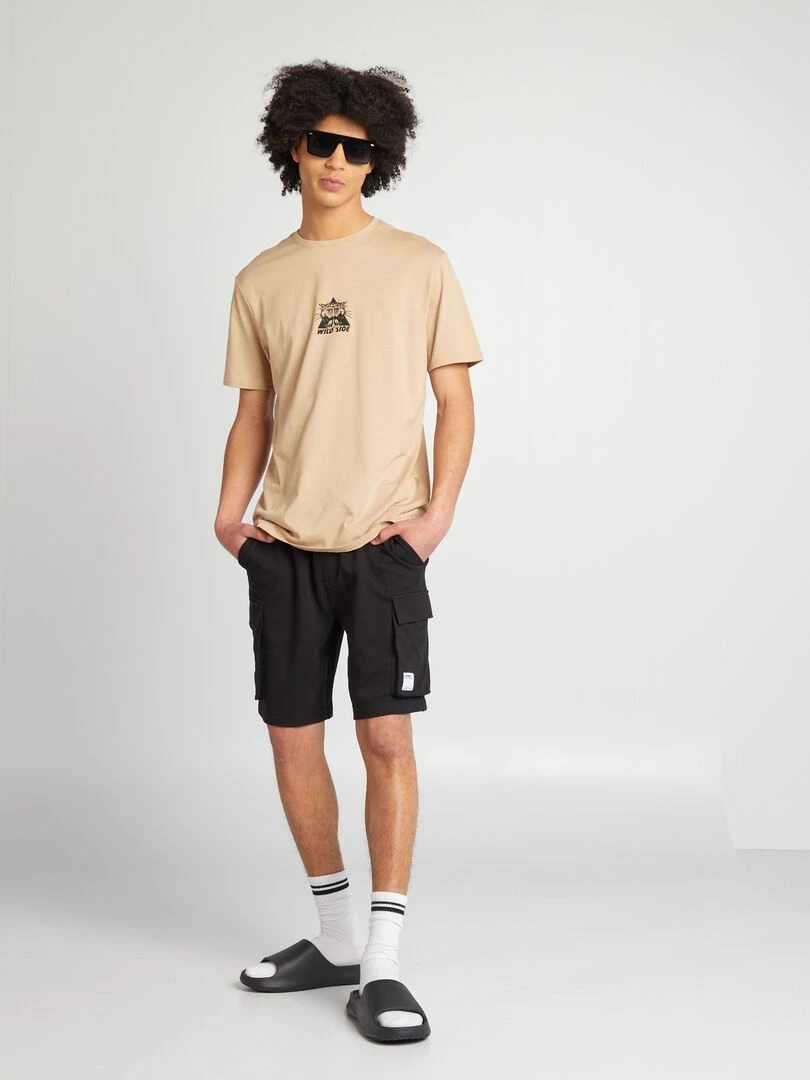 Short en coton multipoche noir