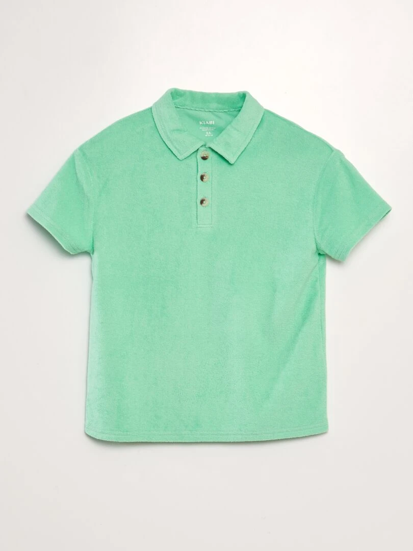 Polo uni en éponge Vert