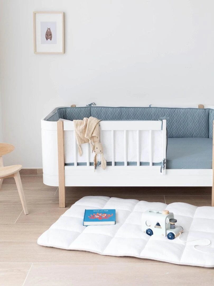 Bemini Tour de parc réversible Pady quilted jersey et jersey   Bleu foncé