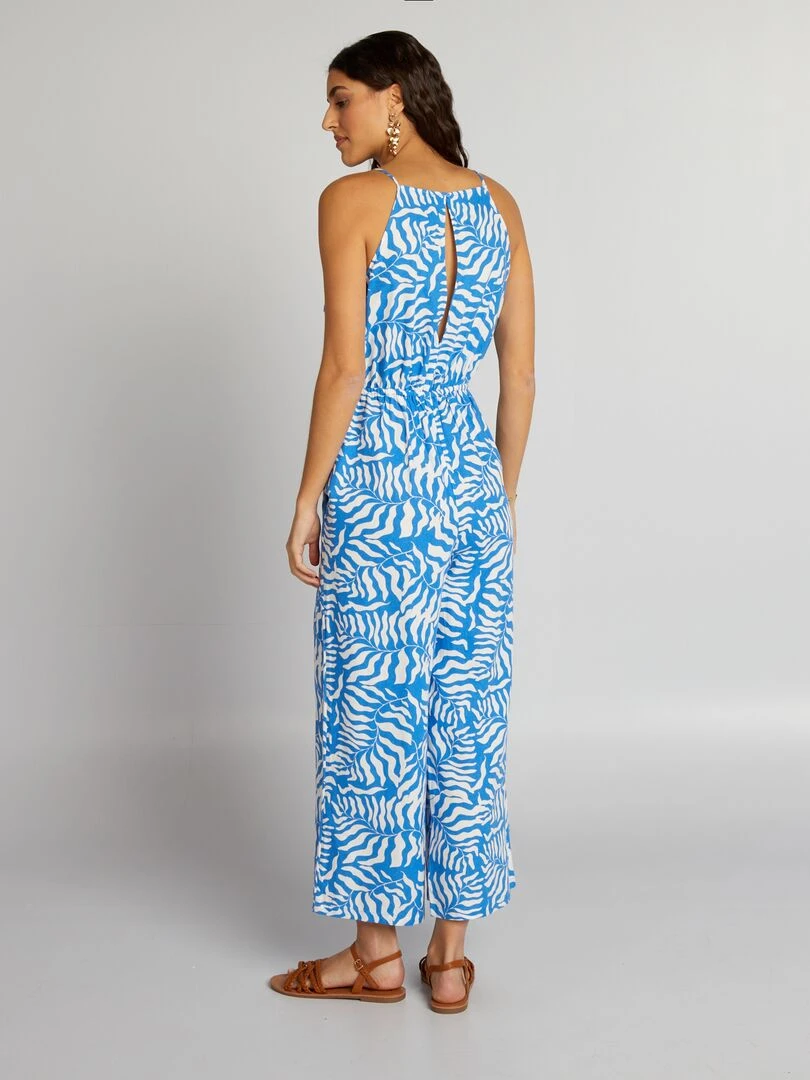 Combinaison en lin imprimée   Bleu