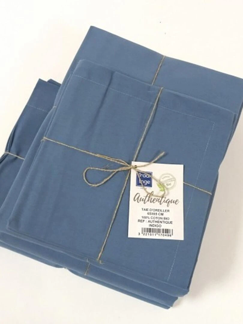 Drap plat en 100% coton biologique Bleu azur