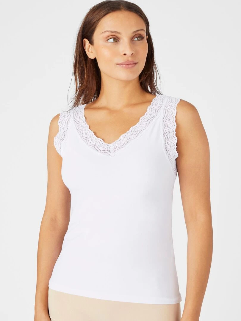 Débardeur dentelle Climatyl Damart Blanc