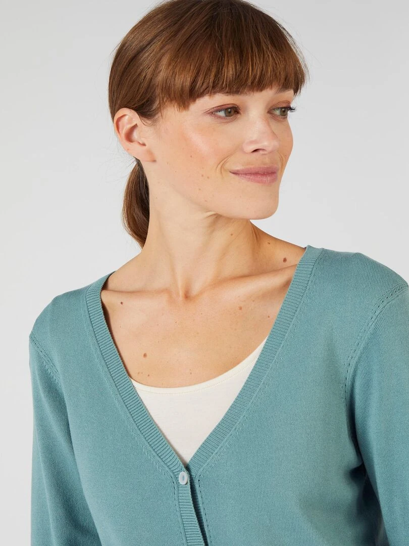 Gilet boutonné manches longues   Damart   Vert anis