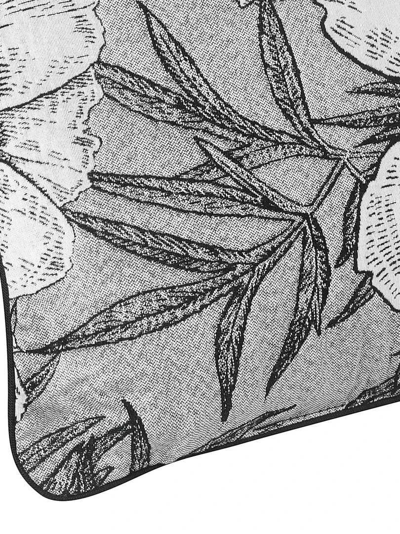 Coussin passepoilé aux impressions florales Gris perle