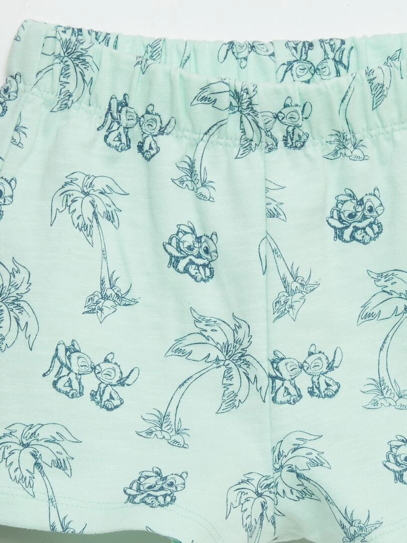 Ensemble t shirt + short 'Disney'   2 pièces   Blanc/vert
