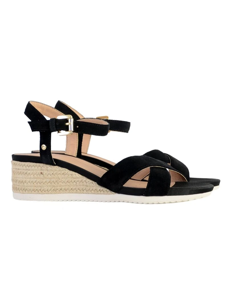 Sandale Compensée Cuir Geox Ischia D02HHC 00022   Noir