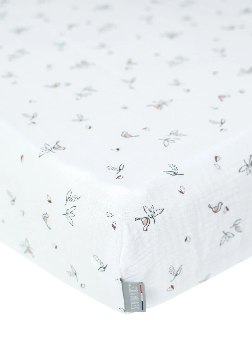 Drap housse en gaze de coton Melody Multicolore