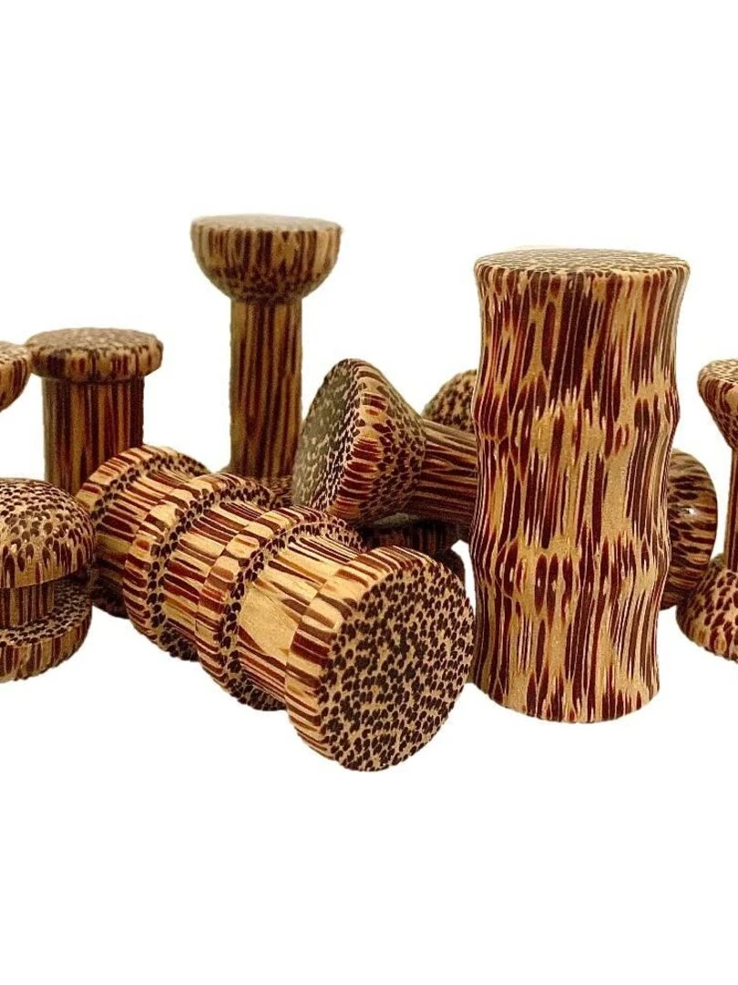 Mini bobines en bois de Cocotier naturel set de 10 Multicolore