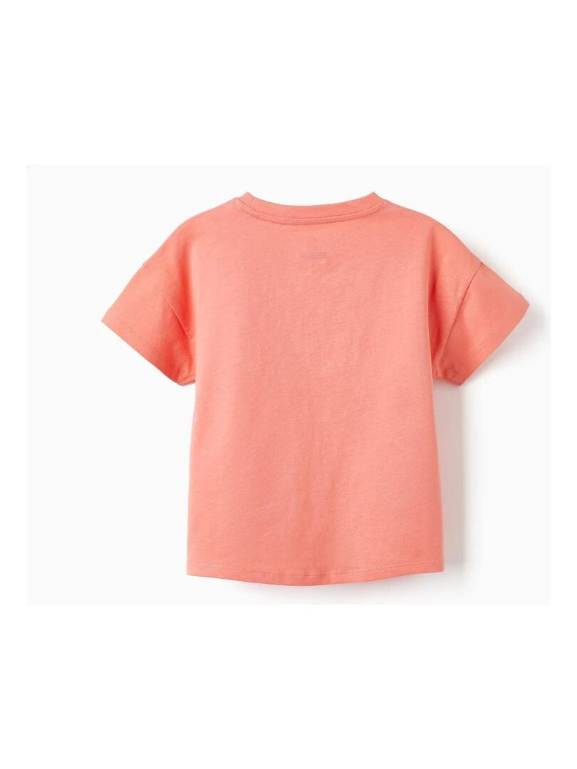 T shirt à manches courtes avec fleur brodée pour fille 'Love' manches courtes THE WAVE TRIBE Rose clair