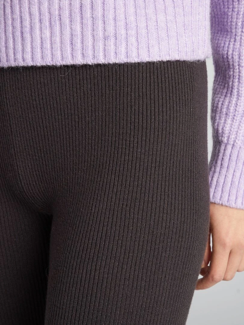 Pantalon large en maille côtelée   Gris