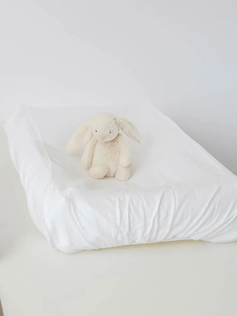 Housse de Matelas à Langer en Coton Bio Blanc Blanc