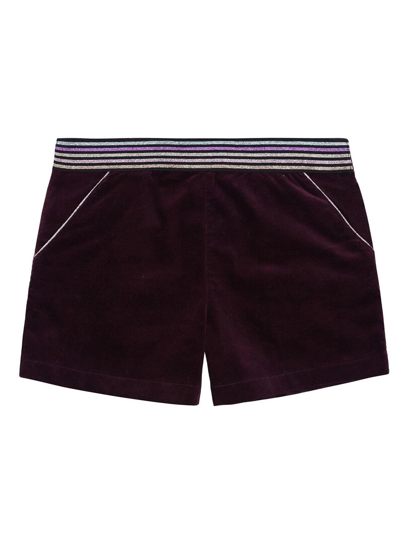 Short Hiver Fille Velours Prune Ceinture à Paillettes POUPETTE 'LA FAUTE A VOLTAIRE' Bordeaux