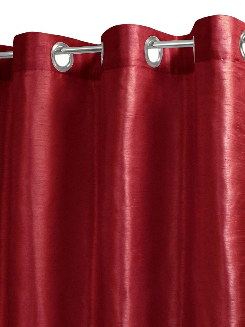 Rideau Uni en Etamine à Aspect Soie Rouge