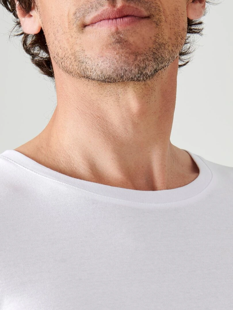 Lot de 2 t shirts col rond  manches courtes  Essential pur coton peigné   Damart   Blanc