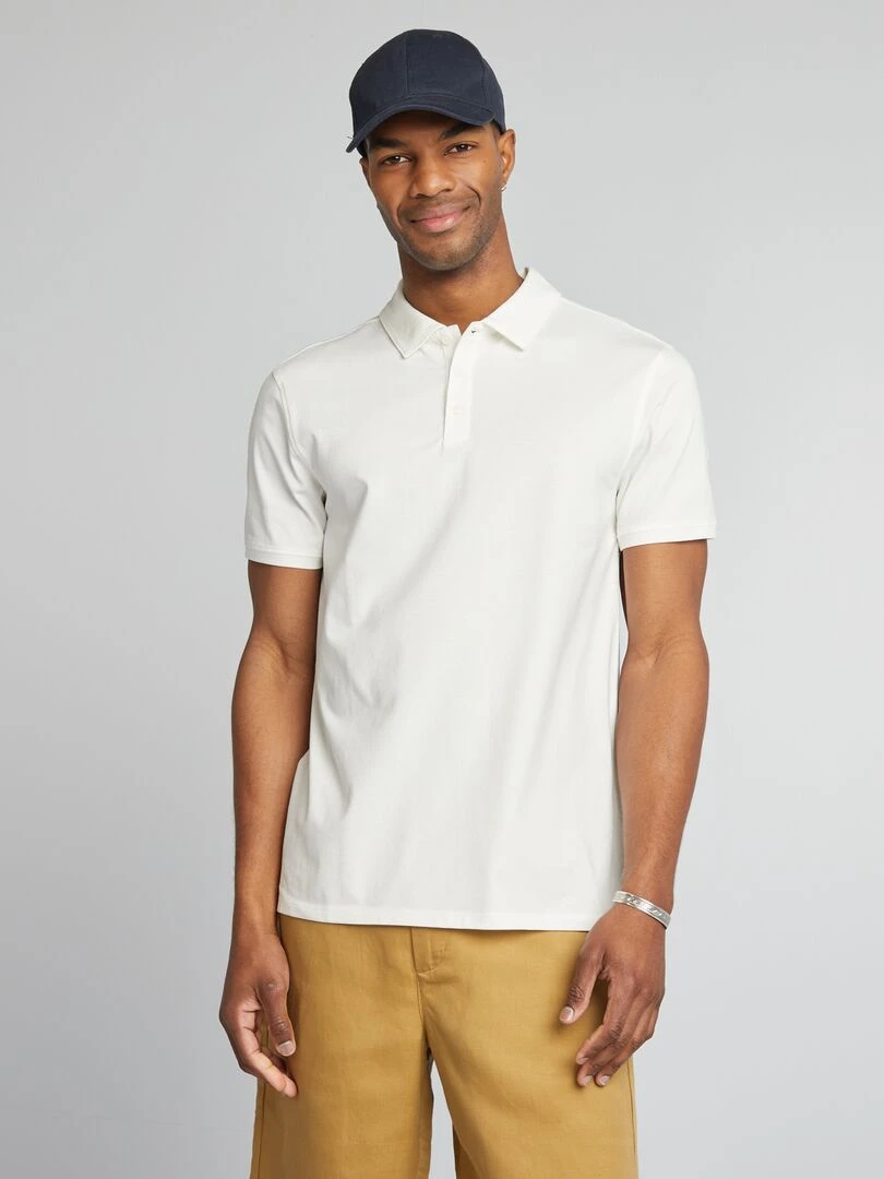 Polo stretch slim fit   blanc