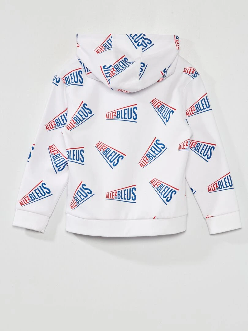Sweat à capuche Allez Les Bleus Blanc