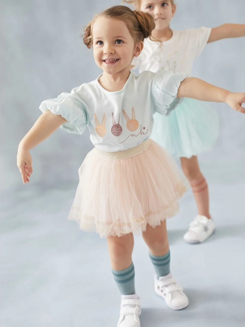 T shirt manches courtes bouffantes   Noukie's   Bleu