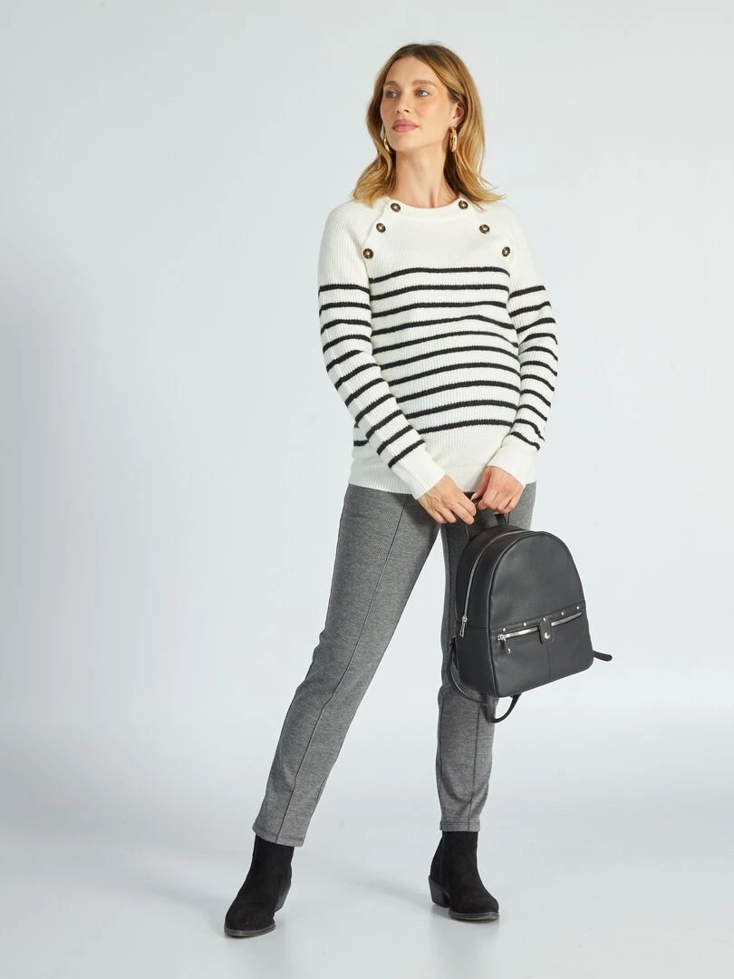 Pull grossesse et allaitement Blanc rayé