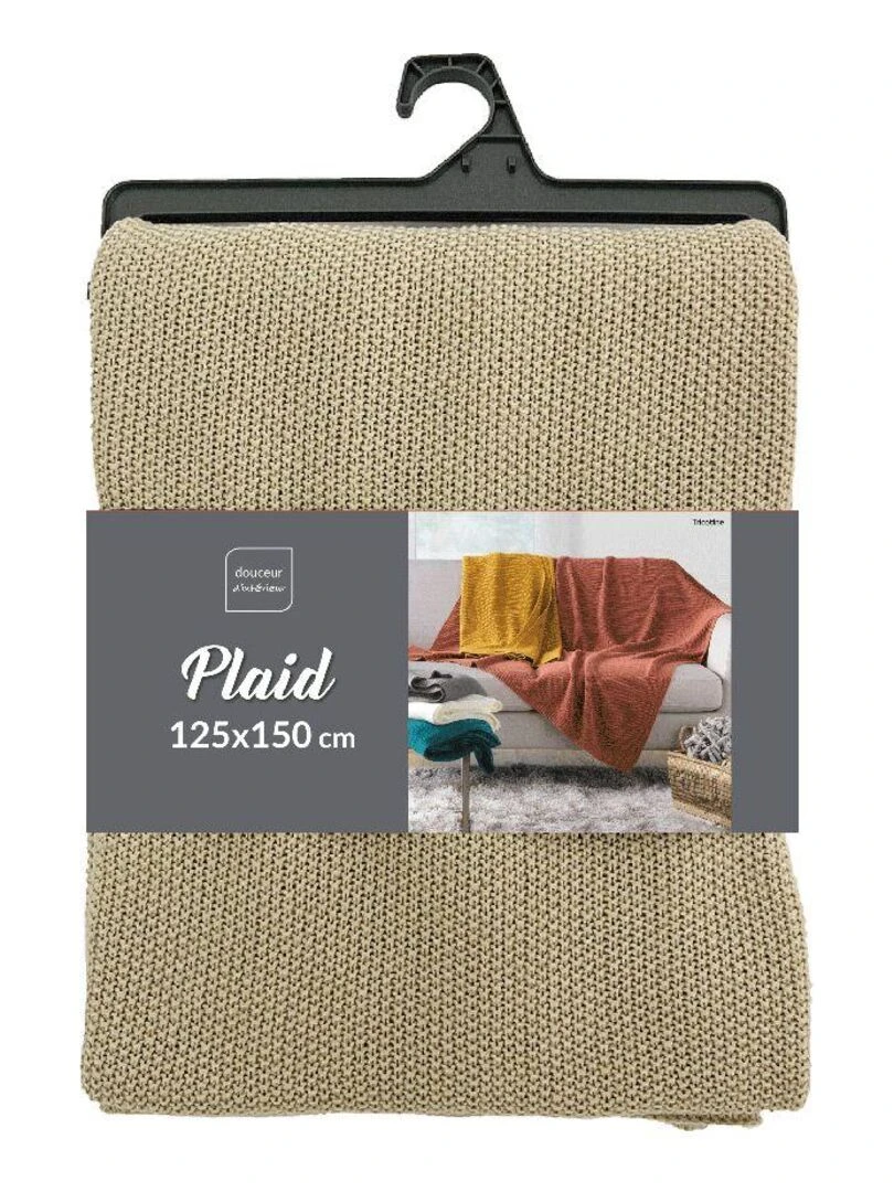 Plaid Tricotine   Blanc cassé
