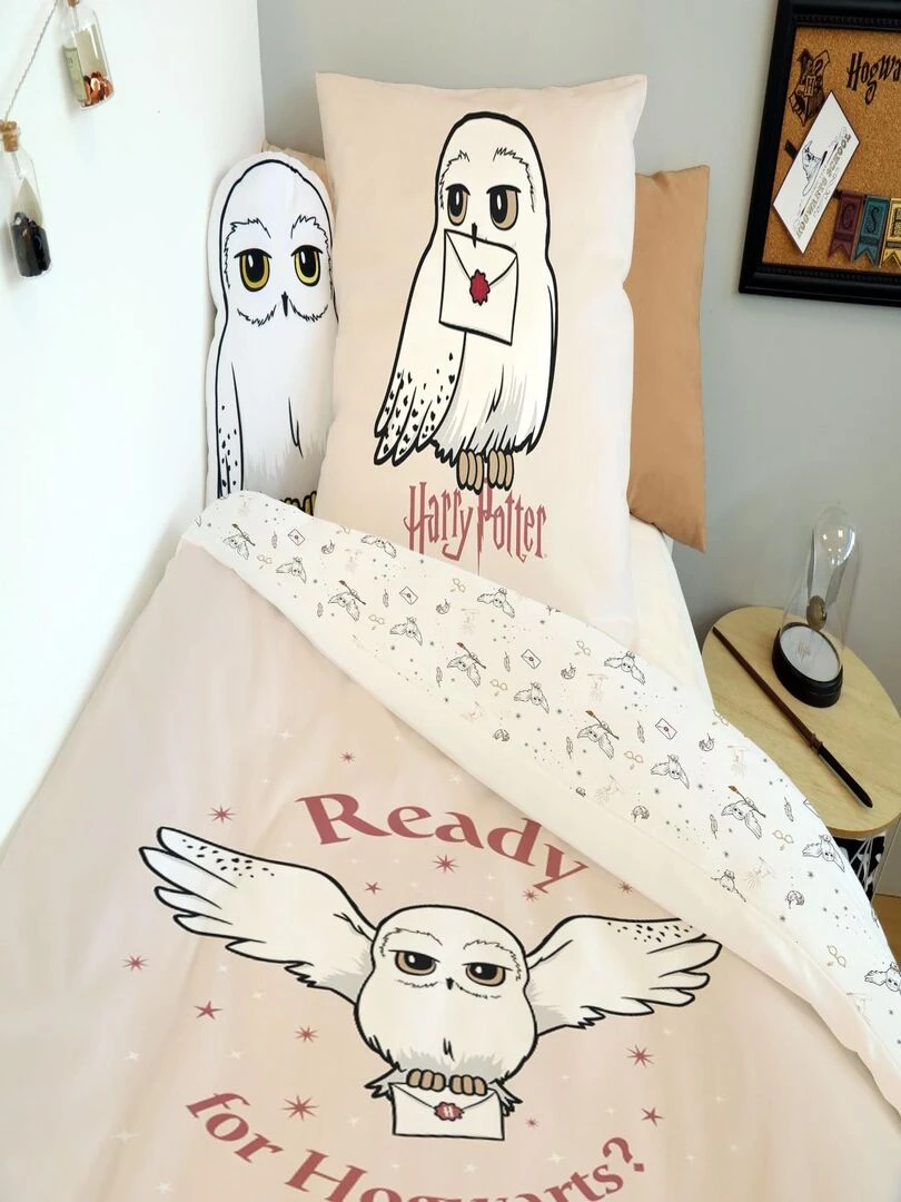 Housse De Couette Harry Potter Hedwige et Taie d'oreiller   100% Coton   Rose