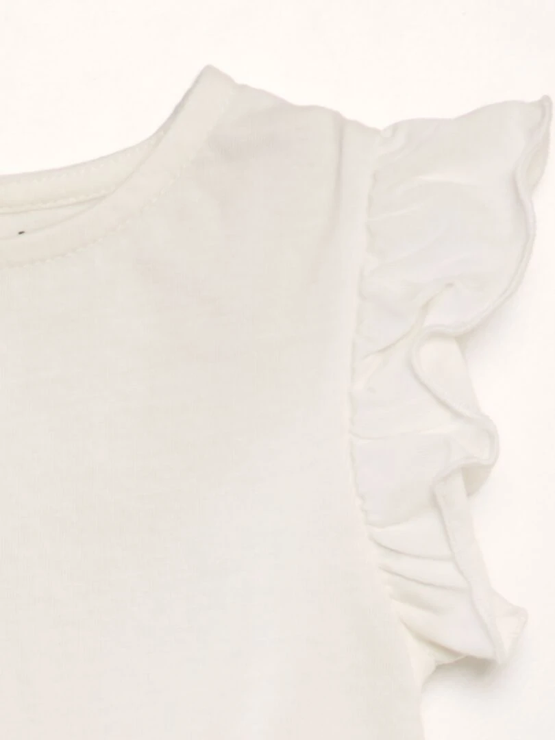 T shirt à volants blanc