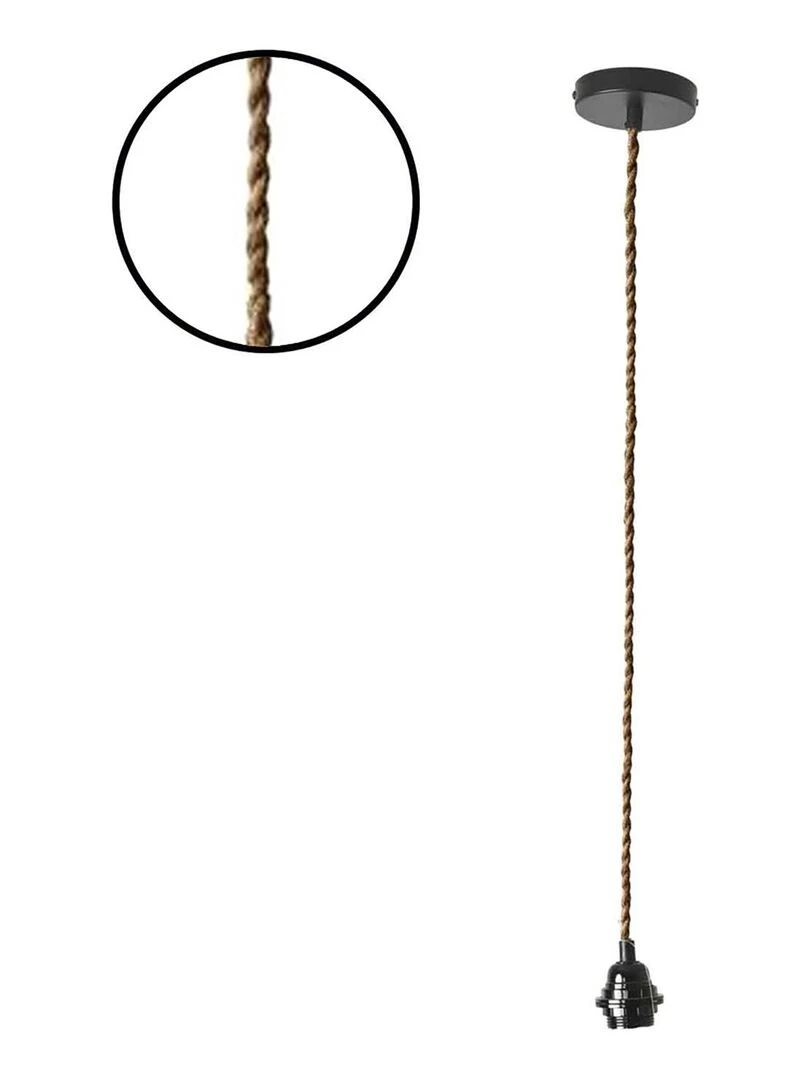 Suspension à douille avec câble torsadé en corde Noir