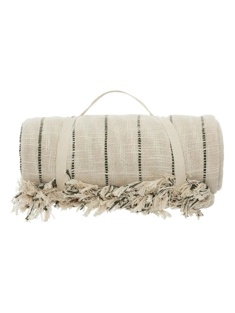 Dessus de lit Slub rayures 240x260 coton Beige