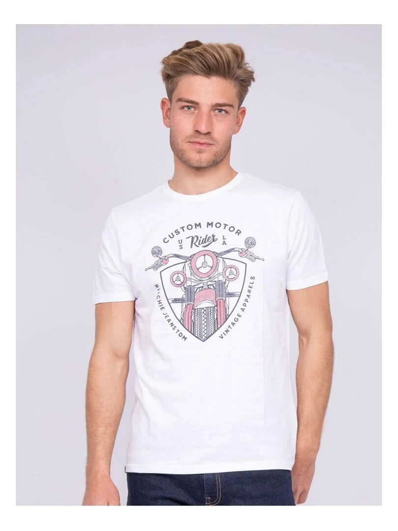 T shirt col rond pur coton NERLIN Blanc